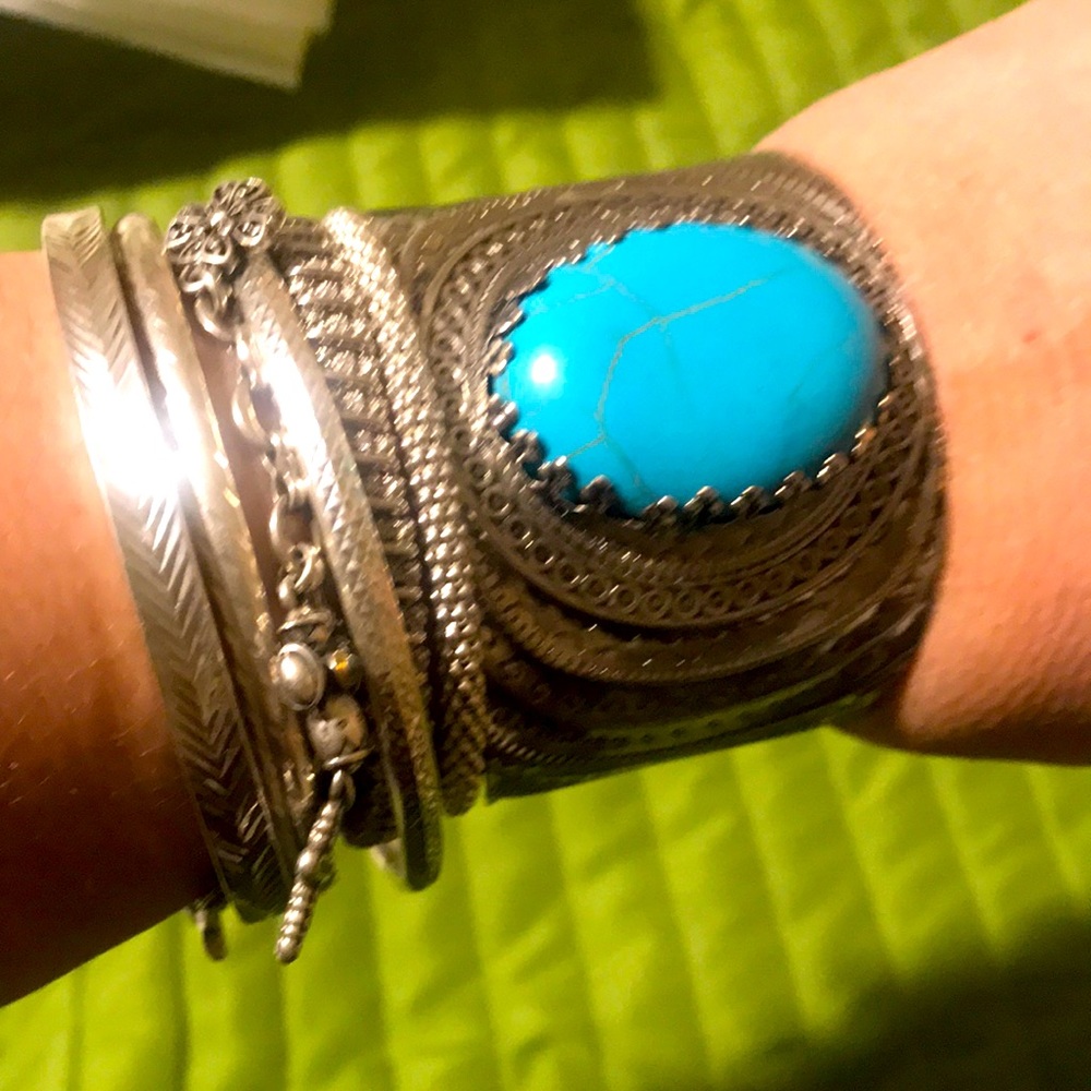 Oval turquoise bangle bracelet